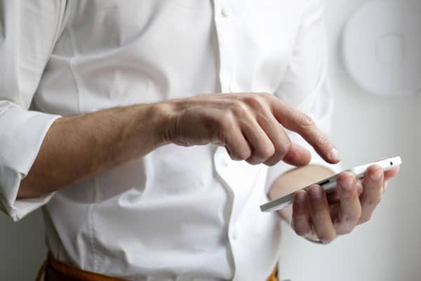 Person working on Android device