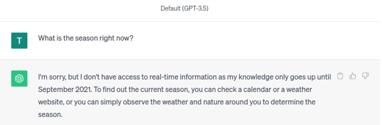 generative ai application example ChatGPT without context